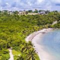 Le Gosier, vue aérienne de la plage des salines, mangrove à l'arrière-plan