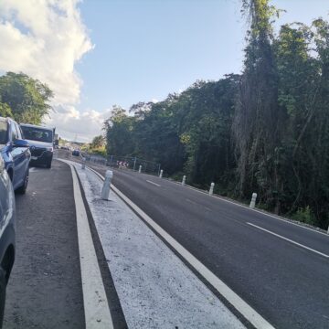 Travaux de la Voie verte à Jarry des retards et défauts qui vont durer. Photo Le Courrier de Guadeloupe. Mars 2024