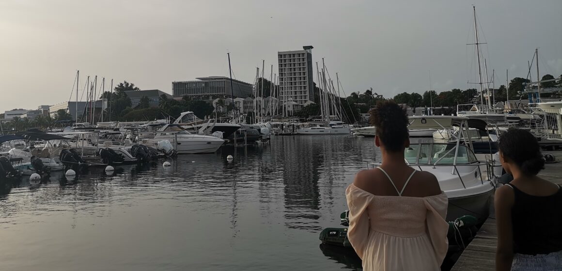 Vu du campus de Fouillole, université des Antilles, depuis la Marina de Pointe-à-Pitre