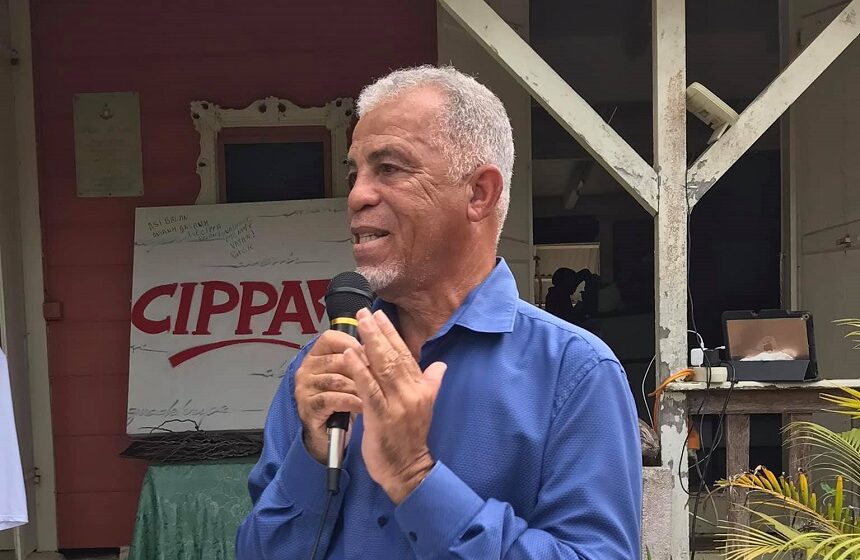 Alain Plaisir, président du Cippa Guadeloupe, le 14 mars 2021 à l'assemblée générale du parti. Photo : Cippa Guadeloupe